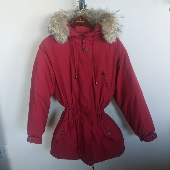 Rare 90s Vintage Eddie Bauer Goose Down Parka w/ Removable Coyote Collar Size M - Picture 2 of 16